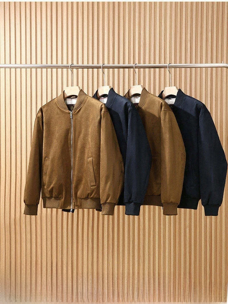 

Velvet Texture Men's Casual Cotton Jaet Baseball Collar Pilot Coat Warm Long Sve Stand Fit Cleanfit Sle