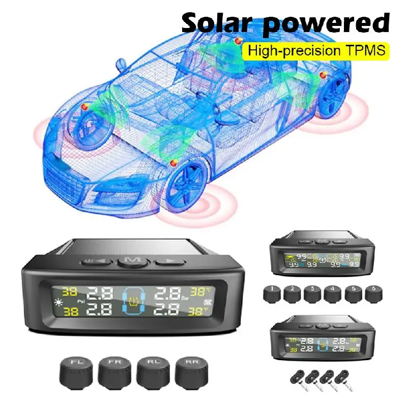 RV Tire Pressure Monitoring System, Tire Pressure Monitoring System With Solar Charging, TPMS With 4/6 Sensors And 4 Alarm Modes