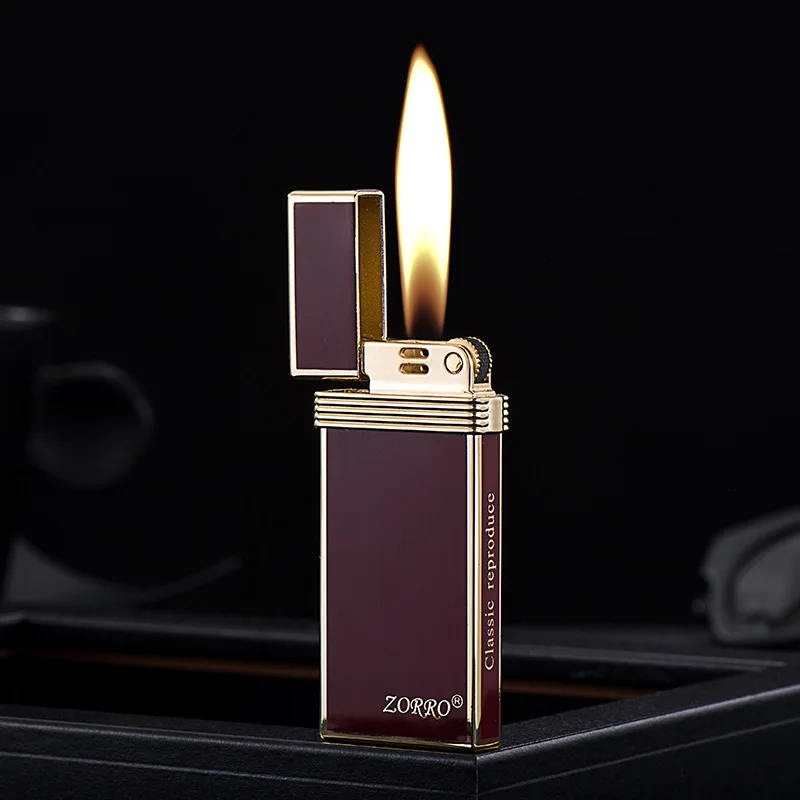 New Zorro Z723 retro gold belt inflatable lighter thin creative open flame grinding wheel ignition lighter men's holiday gift