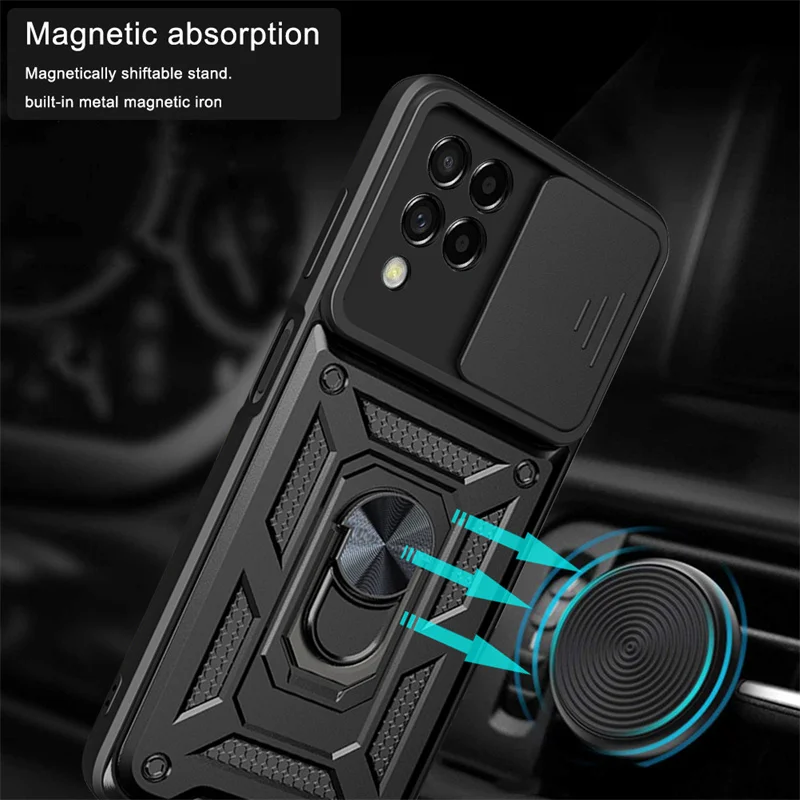 For Samsung Galaxy M53 5G Case Car Magnetic Holder Ring Stand Shockproof Armor Phone Cases for Samsung M 53 SM-M536B Back Cover