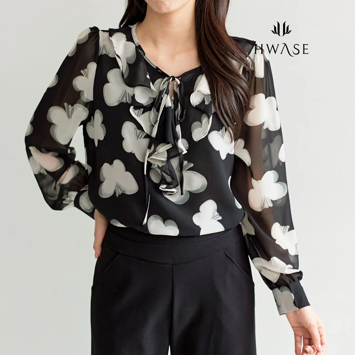 HWASE (to 77) fly water blouse _ HB3FBL029C