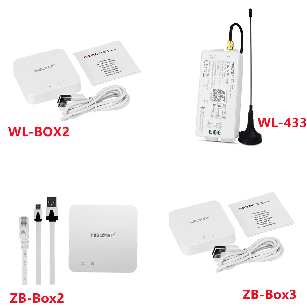 ZB-Box2 Zigbee 3.0 Wired Gateway/WL-433 LoRa 433MHz Gateway/WL-Box2 2.4GHz Gateway DMX512 App control/Third party voice control