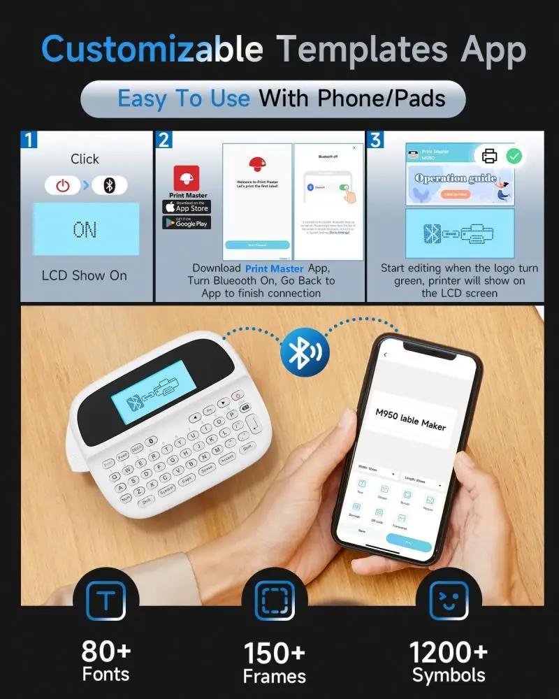 Label maker Phomemo M950 Bluetooth QWERTY keyboard labeler replaces school home office organization typewriter