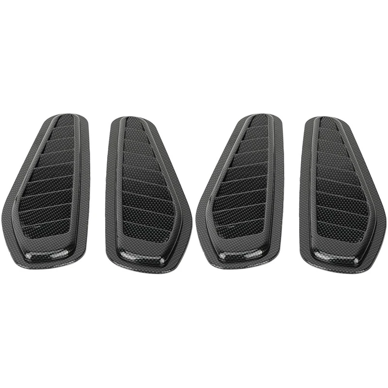 Air Flow Intake Decorative Scoop Bonnet Vent Hood Cover Universal Carbon Fiber Style Auto Car Decorative Hood Scoop 4Pcs