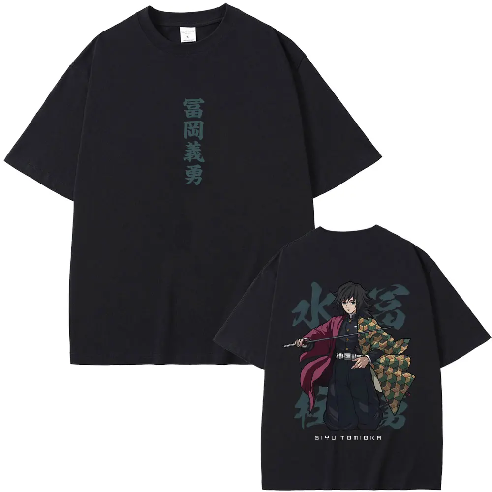 

Anime Demon Slayer Water Hashira Tomioka Giyuu Graphic T Shirts Men Women Casual Soft Cotton T-shirt Men's Fashion Streetwear
