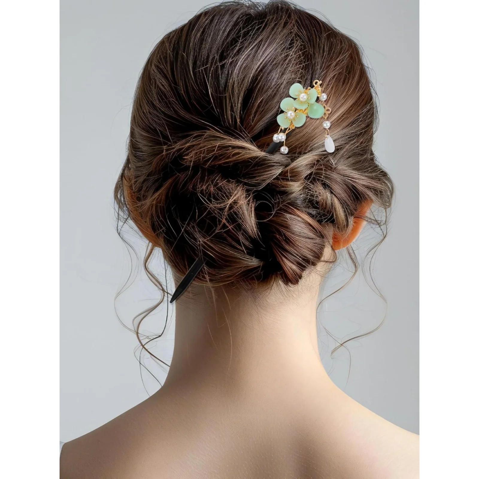 1PC Wooden Hairpin, Ancient-style Hair Accessory with Tassels, Step-shake Hairpin, Hanfu Hair Ornament, Qipao Accessory