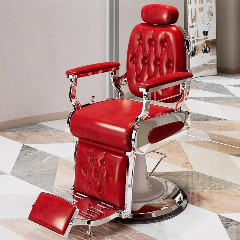 Nordic Retro Luxury Cheap Barber Chairs Hair Dressing Chair Backrest Red Salon Professional Hairdressing Cadeira Furniture