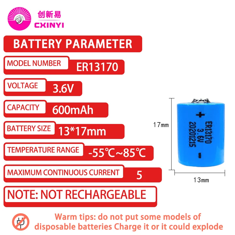 Cxinyi ER13170 Battery 3.6V Smoke Detector Gas Detection Instrument PGS Radar 823824 Equipment Motherboard Lithium Power Supply