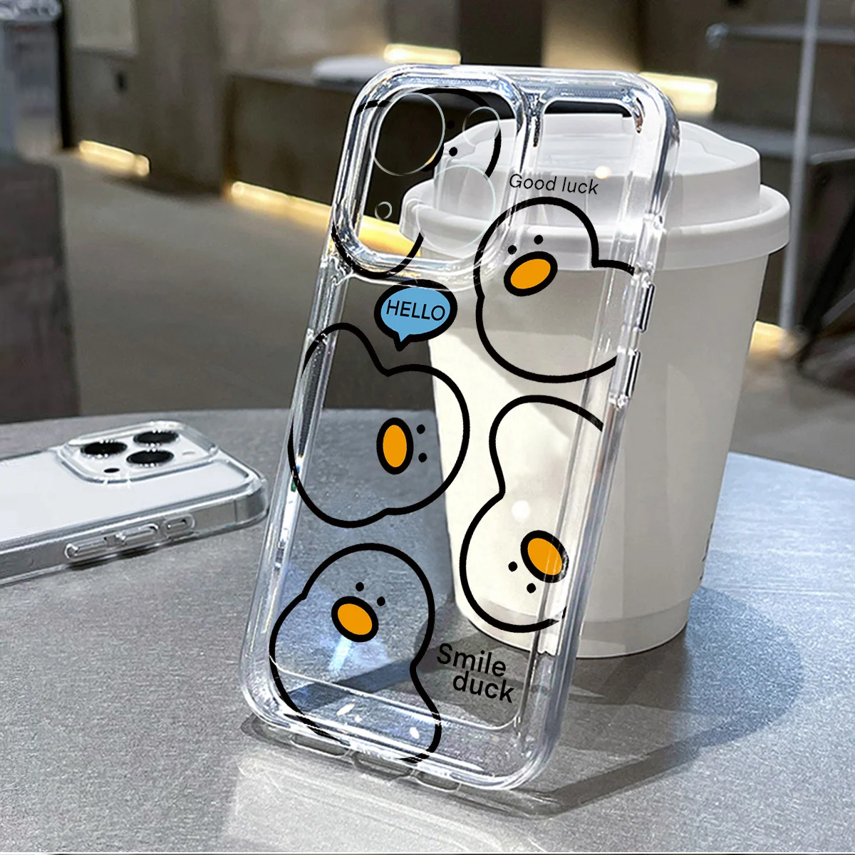 Cute Line Duck Phone Case for Huawei Honor Magic X6C X7A X8C X7d X9d X9a X9b X8b X7b 90 20 7 P40 P30 SE Lite 4G 5G Clear Cove