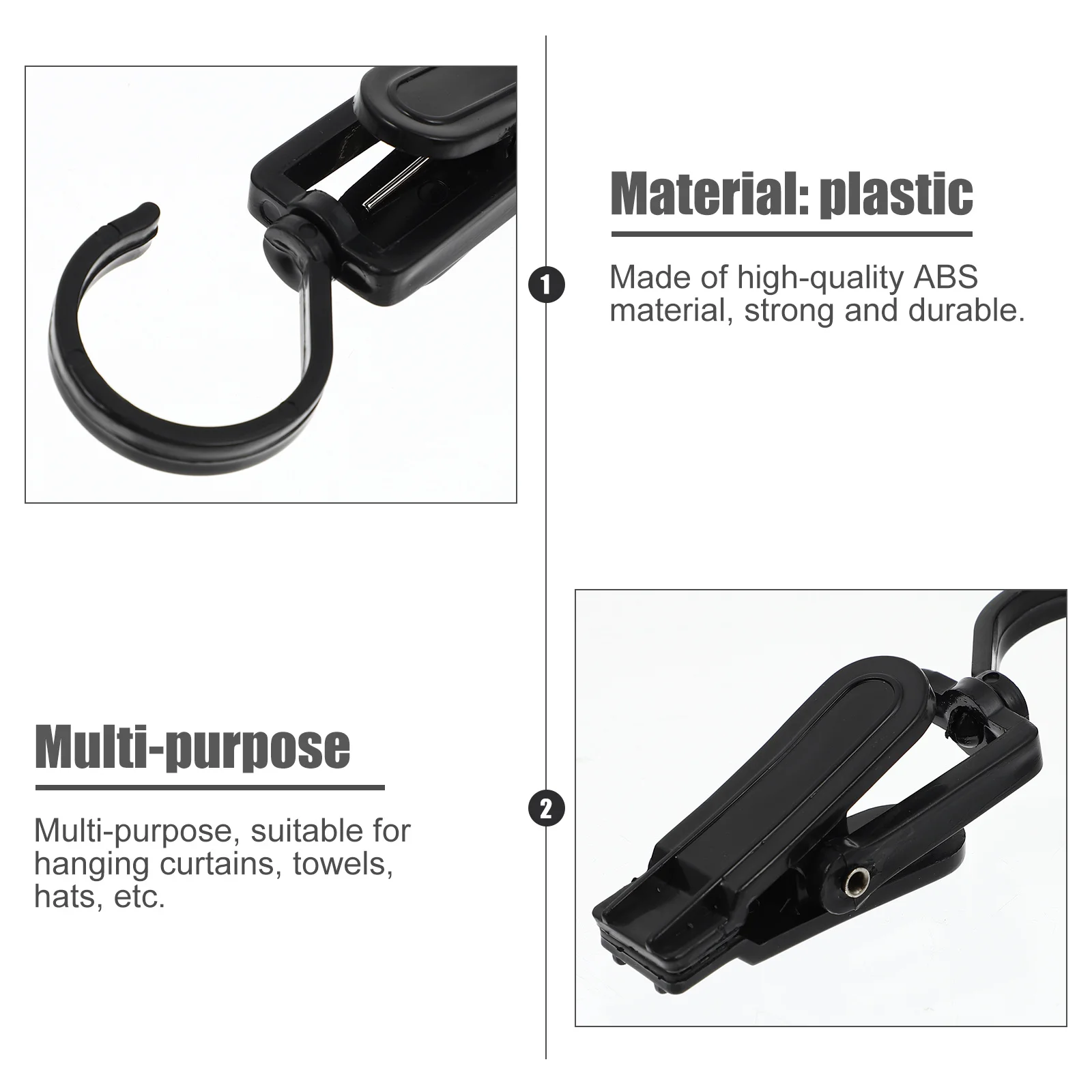 

10Pcs Curtain Clips Rotatable Plastic Hooks 360 Degree Multi-Purpose Curtain Clamps for Home and Mall 360 Degree Clips