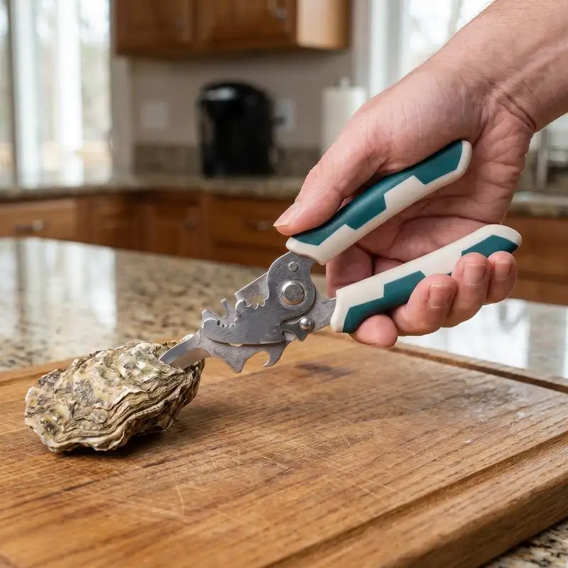 Oyster Opener with Non-Slip Handle Sharp Stainless Steel Blade Safe Operation Seafood Sheller for Home Kitchen Gifting