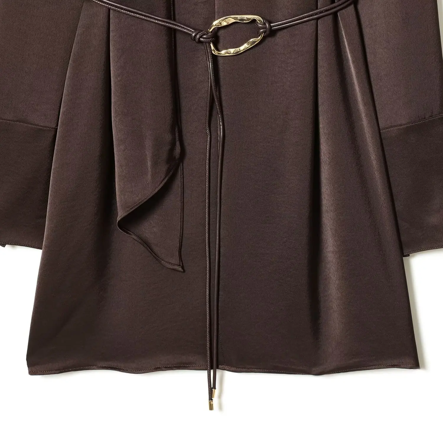 JNLEAOG automne nouveau femmes Satin ter Ne Dr avec Sa Long Sve coupe ajustée coupe droite décontracté couleur Pure Polyester