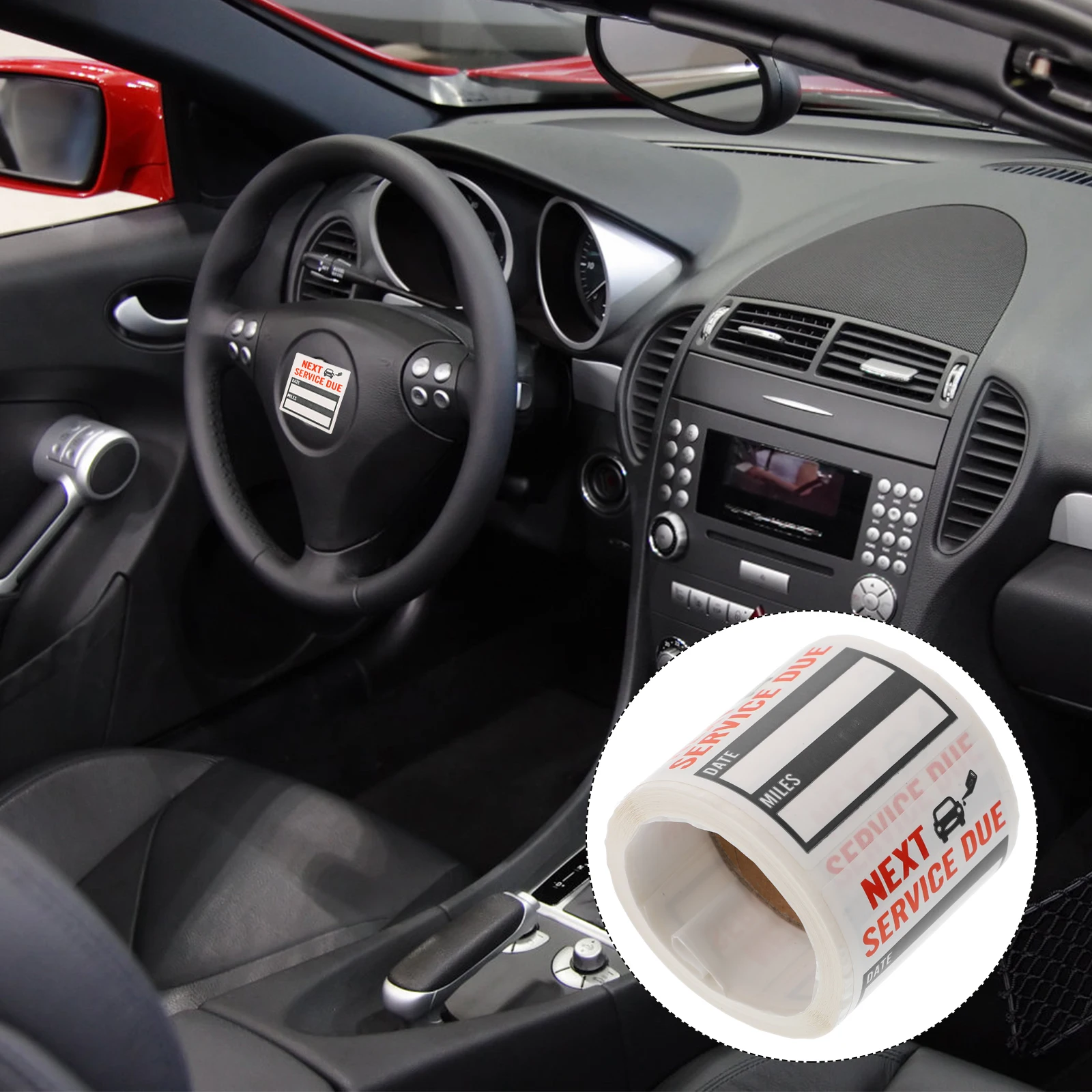 

2 Rolls Maintenance Service Tags Labels Due Next Removable Adhesive Car Stickers for Windshield Portable Auto Reminder