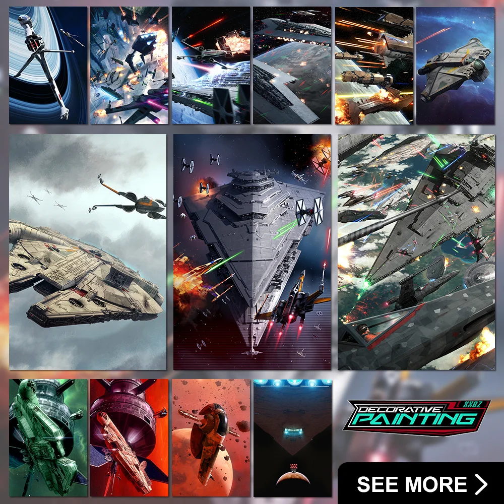 

Star Wars Posters Wall Art Destroyer Canvas No Frame Movie Millennium Falcon Paintings X-WING Pictures Home Decor For Bedroom