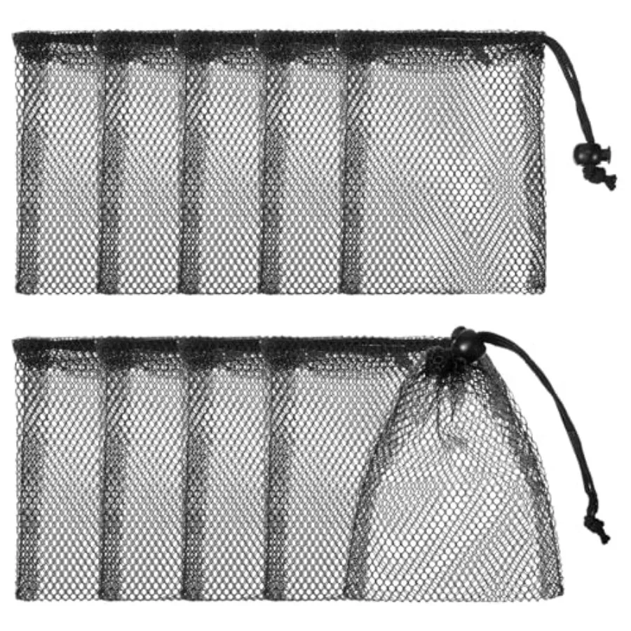 10 PCS Small Mesh Bags Drawstring, Black Mesh Drawstring Bag, Small Nylon Net Bag with Drawstrings for Travel, Toiletry, Outdoo