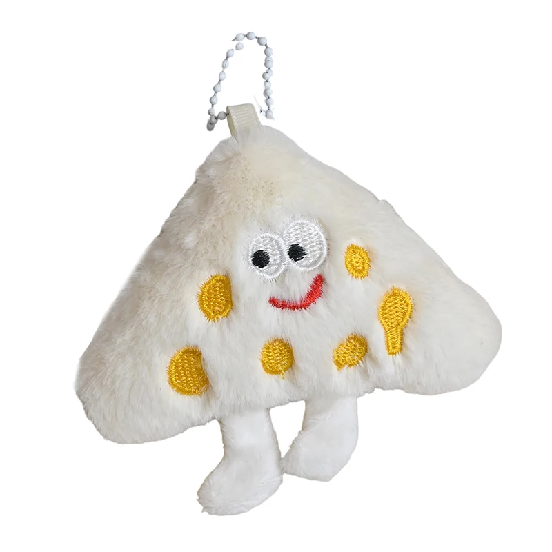 Cute Cheese Plush Pendant Keychain Creative Cartoon Bag Decoration Car Key Ring For Women Girl Birthday Gift