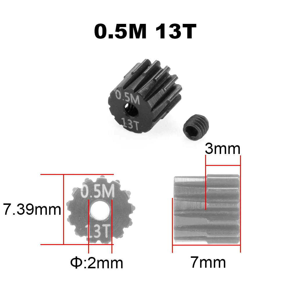 PYFORE M0.5 Motor Gears Pinion 2mm Aperture 13T - 27T for 1/18 1/24 RC Model Car Buggy Truck Crawler Accessories