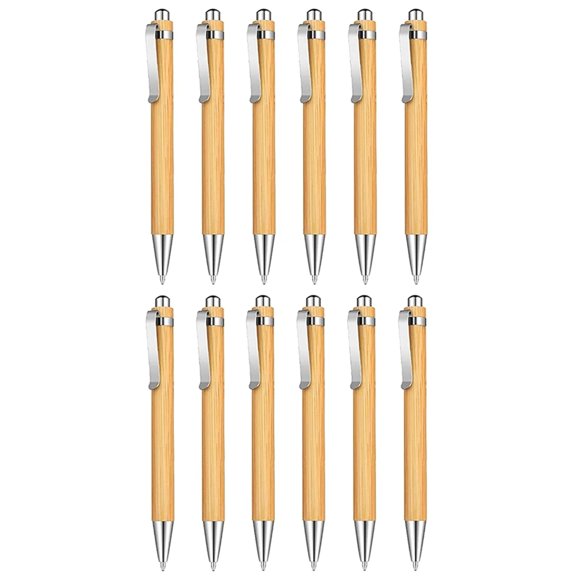 

12Pieces Bamboo Retractable Ballpoint Pen Black Ink 1mm Wood Ballpoint Pens Office Products Pens Bamboo Ballpoint Pen