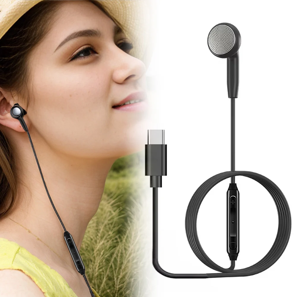 3.5mm/Type-c Wired Earbuds in Ear Single Side Earphone Mono Earbuds Wired Earphones for Mobile Phone Mp3 Radio BT Audio Receiver