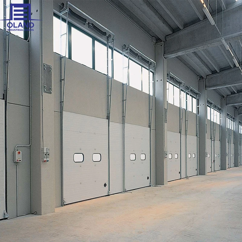 Customized Industrial Sectional Overhead Automatic Vertical Lifting Doors Thermal Insulation Steel PU Foam K-value 1.5W/mK 24dB