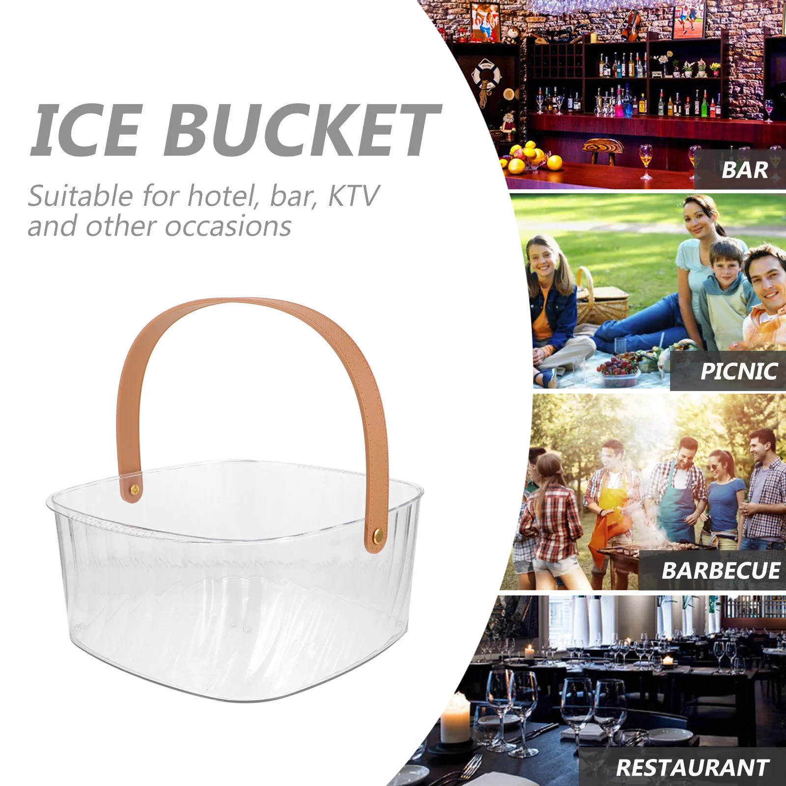 

Plastic Ice Bucket Reusable Bevel Shape Design Party Bar Banquet Accessory Large Drink Holder Drink Holder for Party