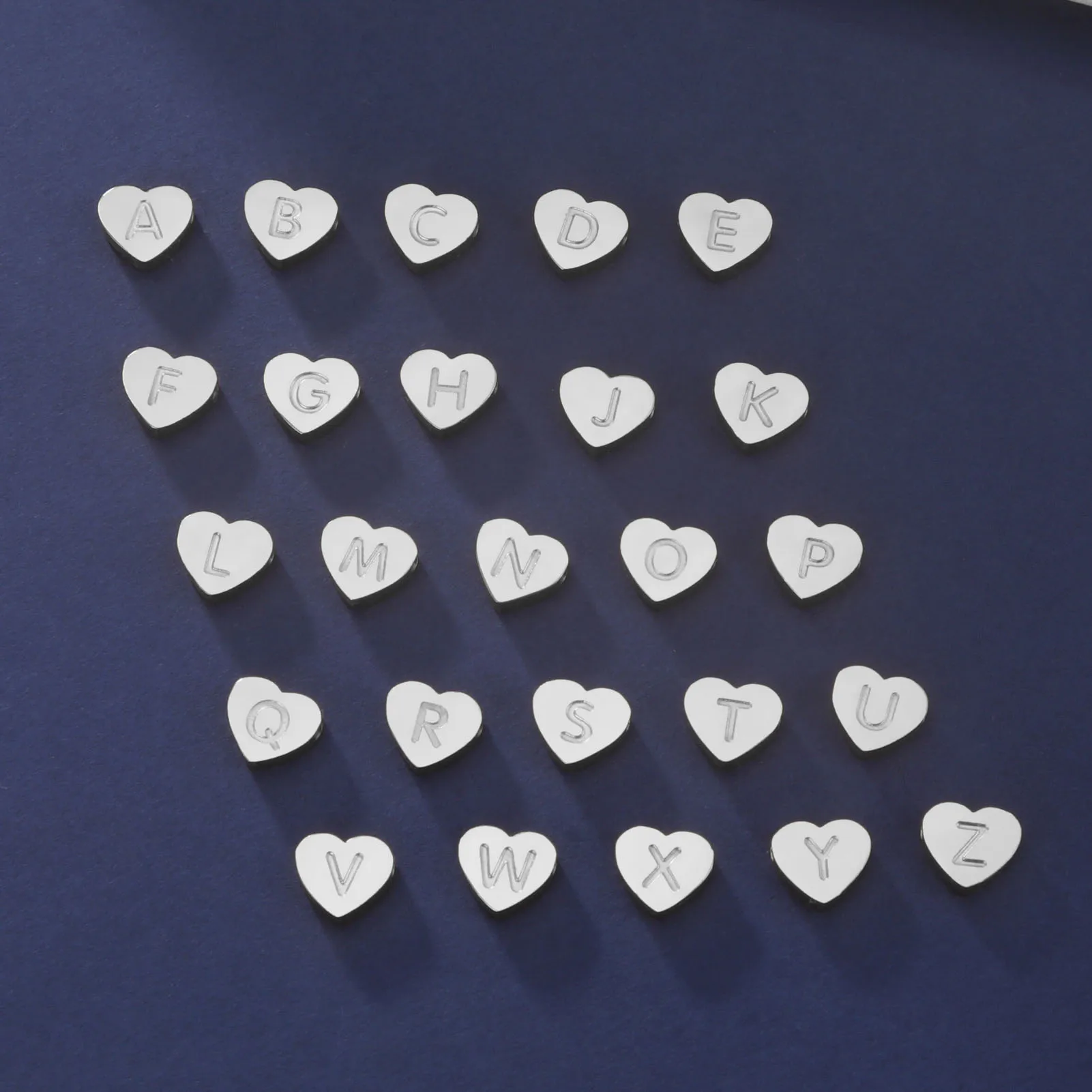 

26 Letters A-Z Heart Shape Stainless Steel Pendants For Bangle Bracelets Necklace Jewelry Gifts DIY Accessories Wholesale