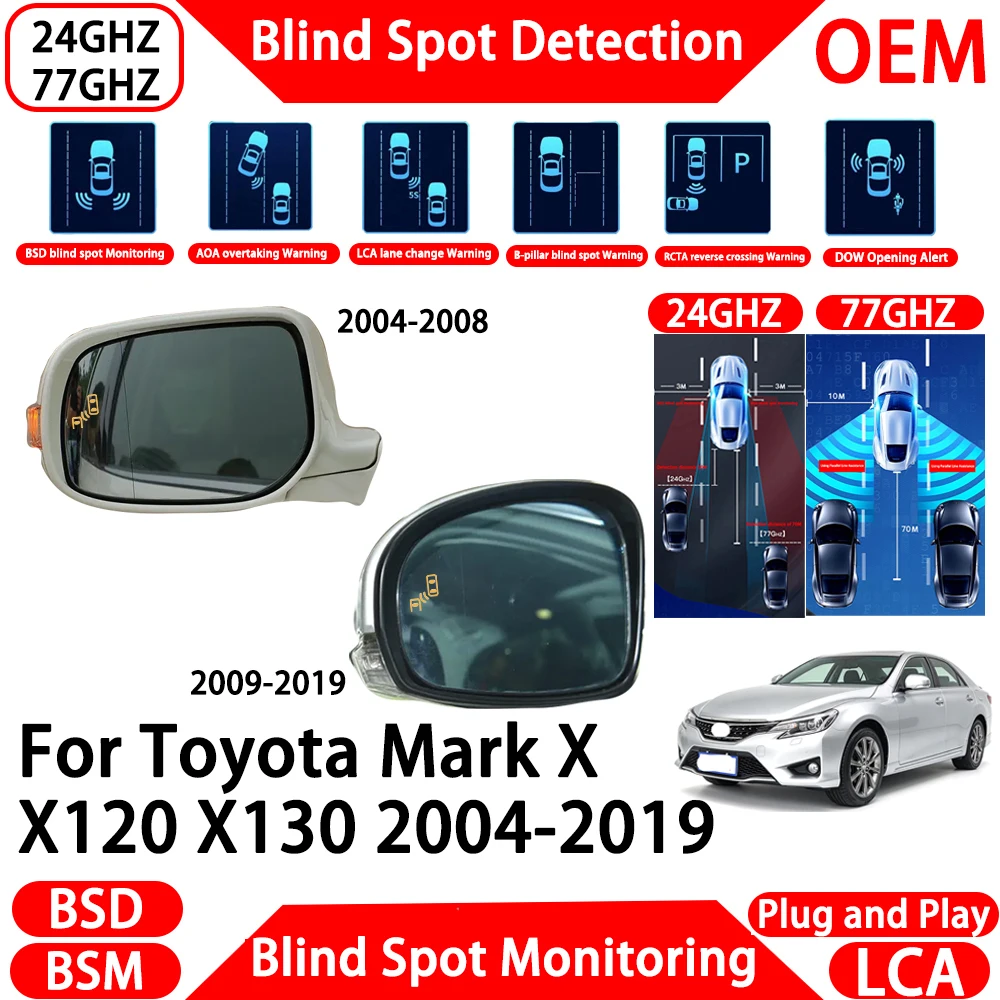 for Toyota Mark X X120 X130 2004-2019 OEM Blind Spot Assist Monitoring Detection System Millimeter Wave Radar Alert Side Assis