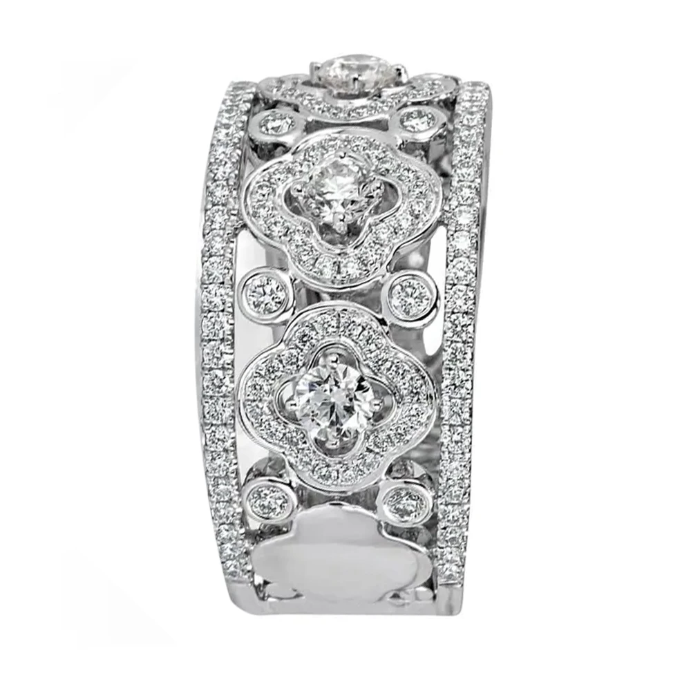 تألق AAA زركونيا تشيكوسلوفاكيا أربع أوراق البرسيم الدائري للنساء 925 الفضة مطلي محظوظ سحر مجوهرات عيد ميلاد/هدية للذكرى السنوية #4