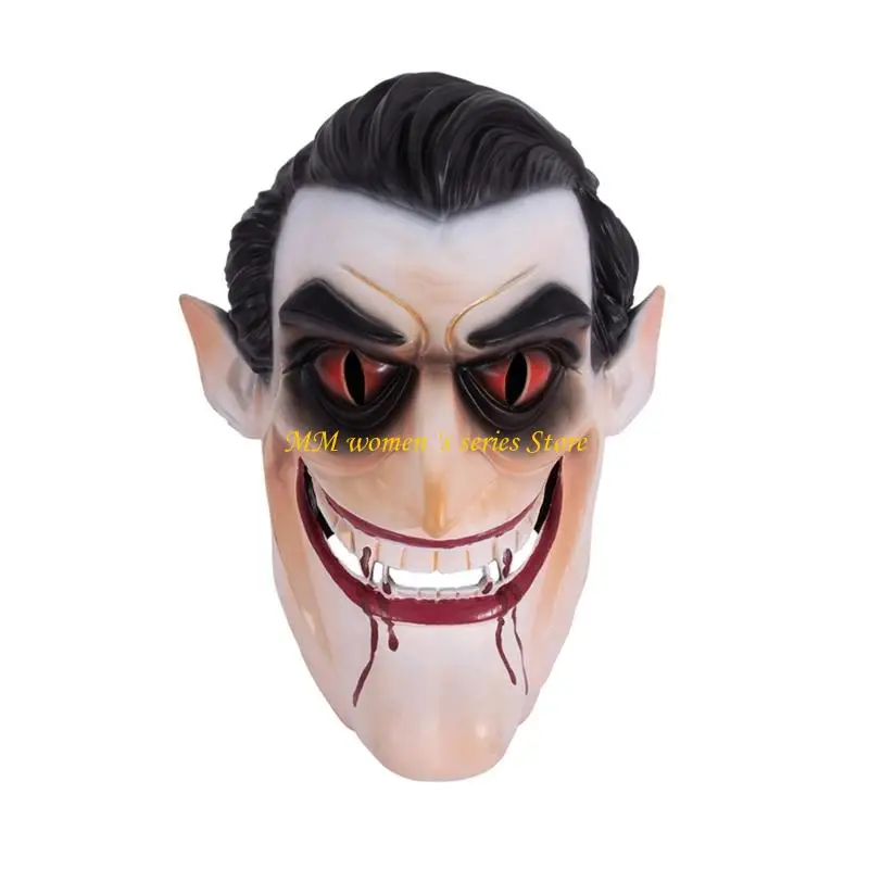 

Q39C High Detail Vampires Mask with Blood Red Eyes and Fangs Halloween Party Cosplay Accessory for Men Women