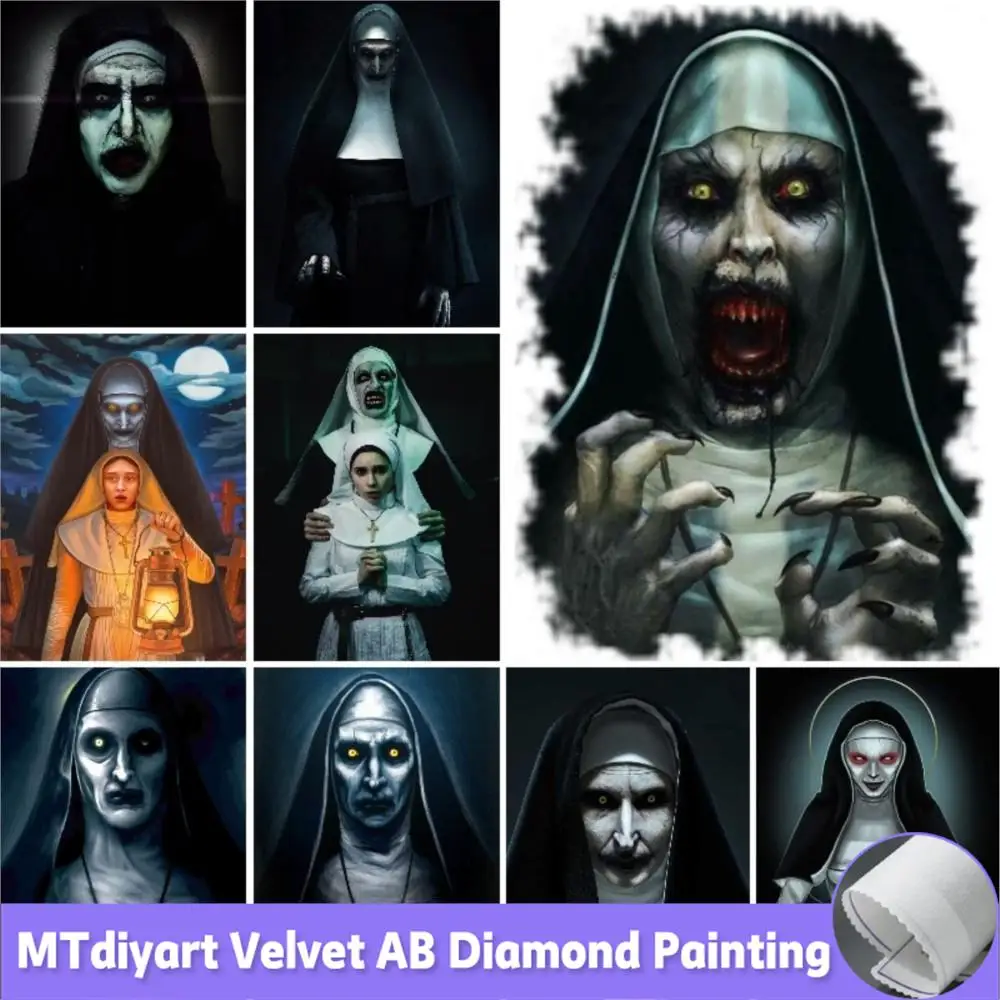 5D DIY The Nun Diamond Painting Demon Horror Movie Ghost Halloween Gift Cross Stitch Mosaic Rhinestones Embroidery Decor Craft