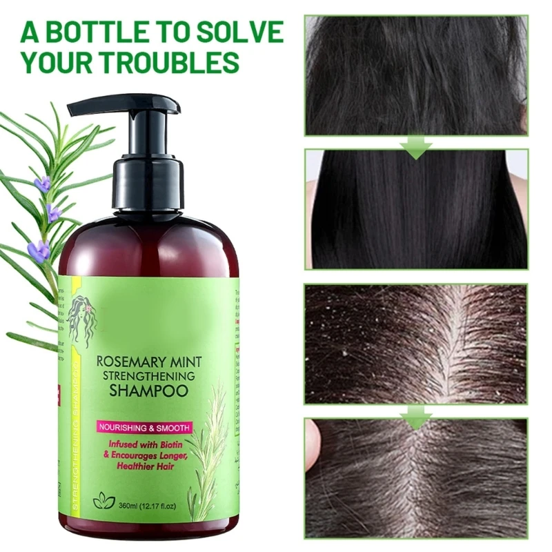 Shampoing au romarin, 360ml, alimentation équilibrante, nettoyage doux du cuir chevelu