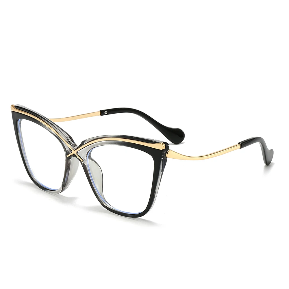 نظارات عين القطة الرجعية العصرية للسيدات، زخرفة معدنية عالية الجودة، عدسات شفافة، خفيفة الوزن وشخصية