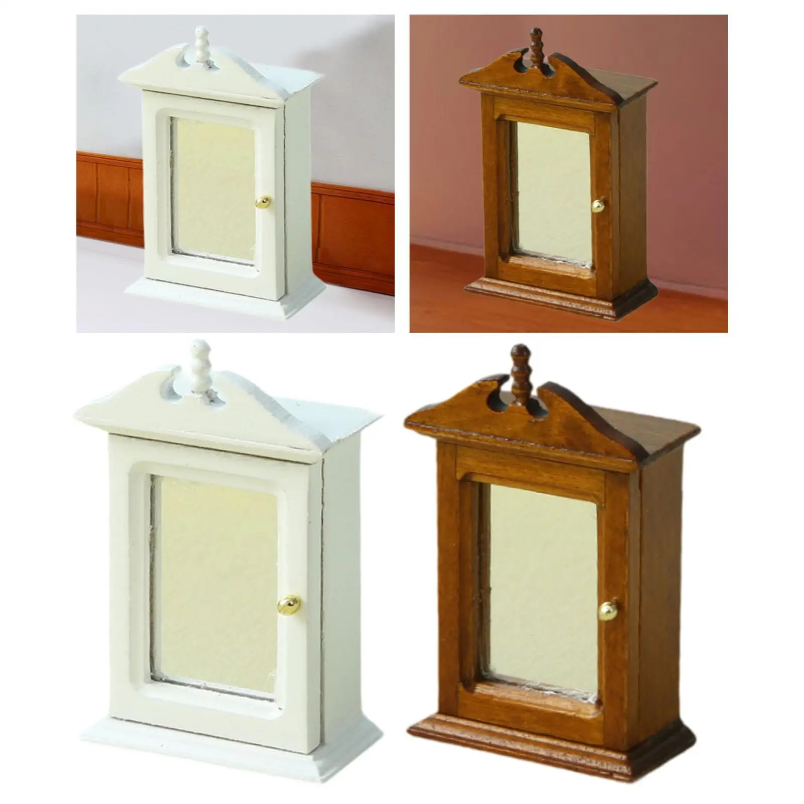 1:12 スケール ドールハウス ミニチュア ワードローブ 家具モデル アクセサリー シミュレートされたクラシック木製ミニワードローブモデル 子供用