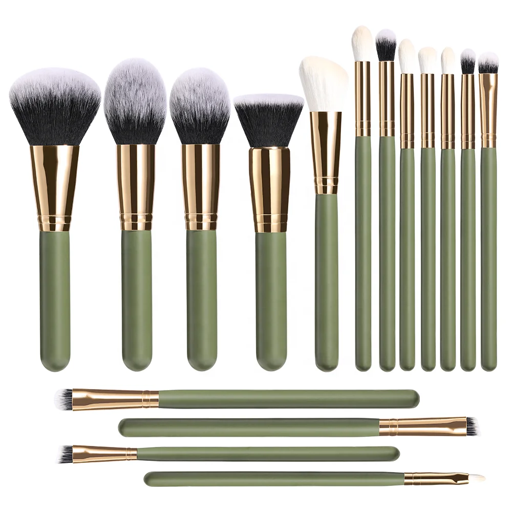 

# Hot Sales Fashion Green Makeup Brushes Kit 16 Piece Pincel Para Maquillaje OEM Private Label Brushes Makeup Brush Set