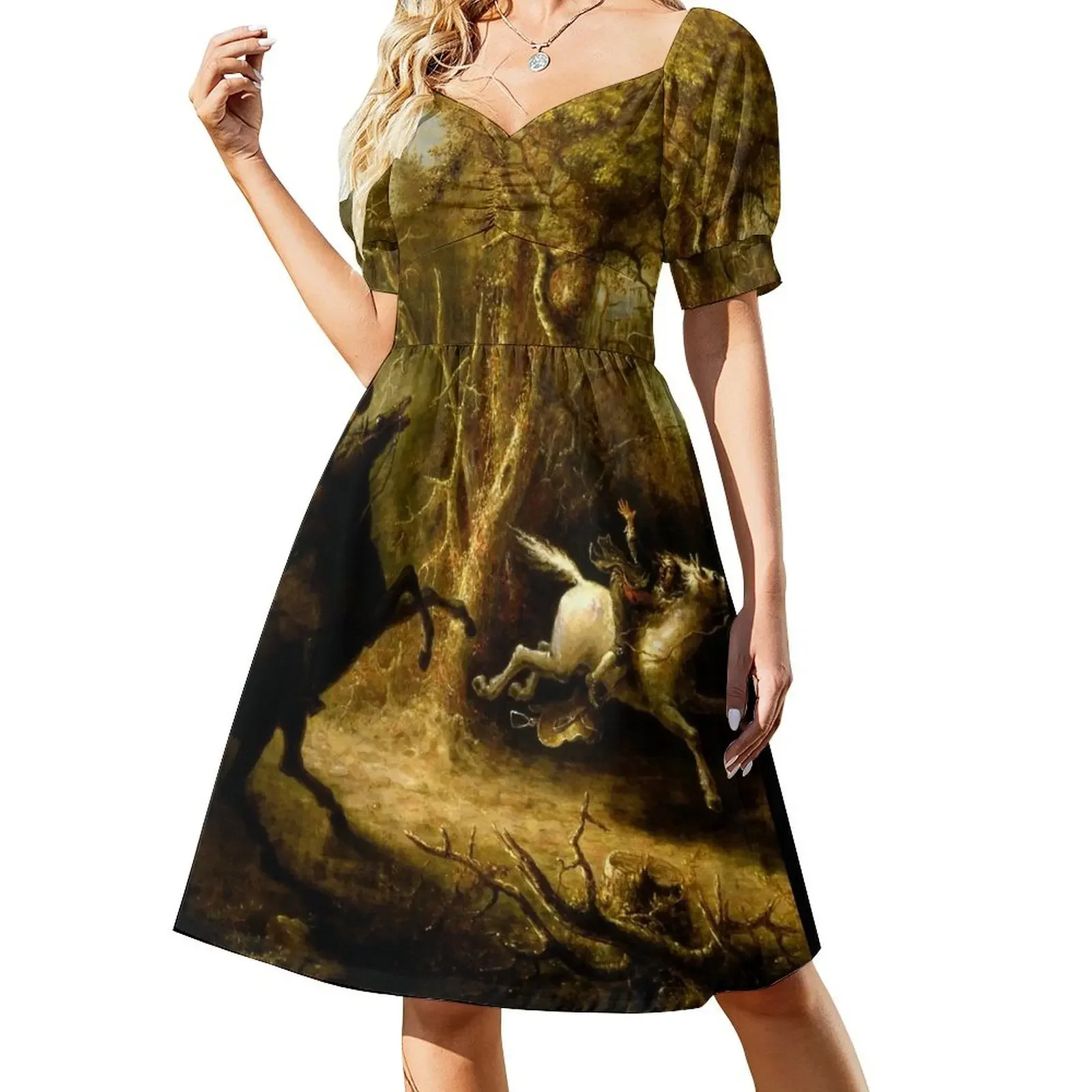 

The Headless Horseman Pursuing Ichabod Crane Sleeveless Dress Women's long dress evening dress women clothes