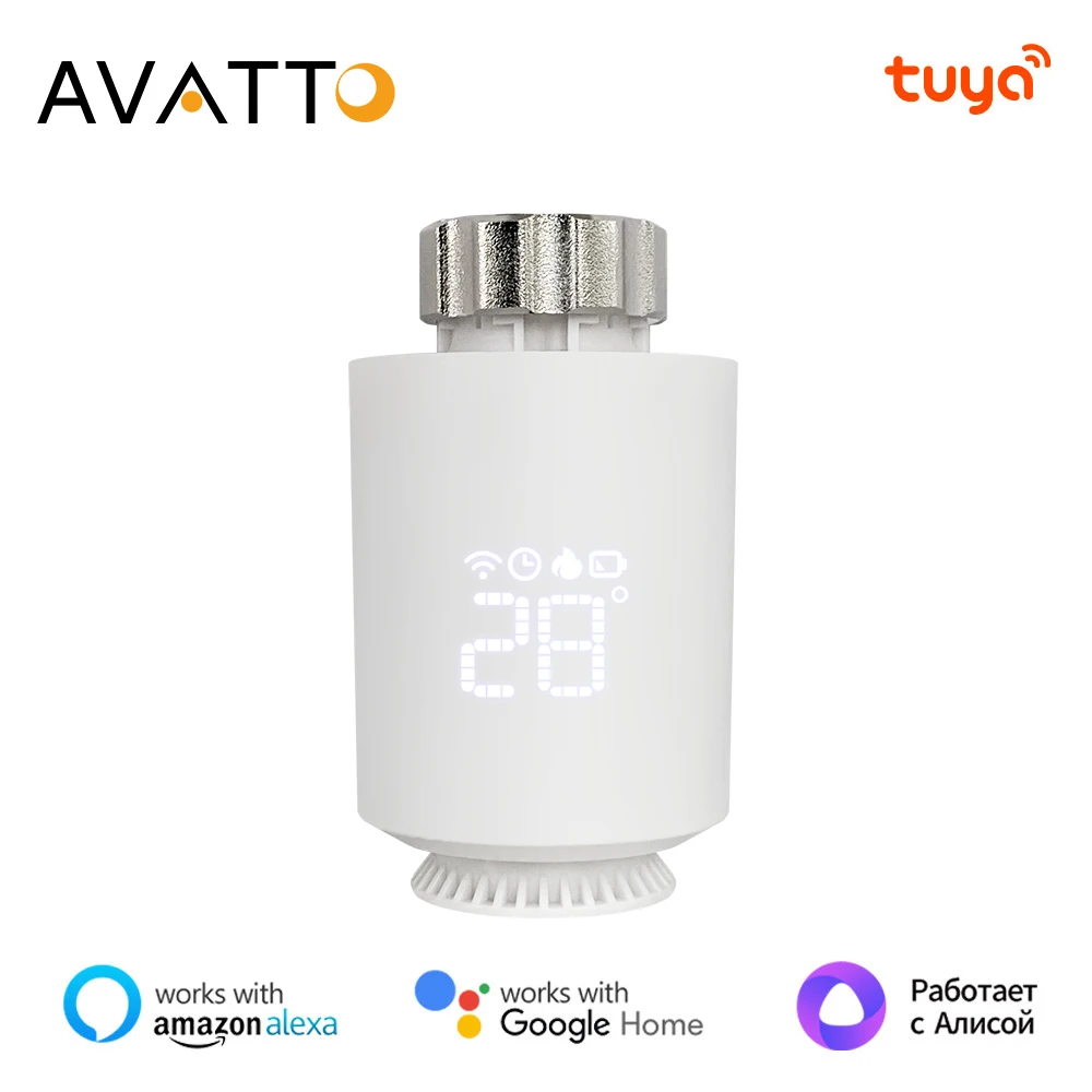 AVATTO Tuya ZigBee3.0 Smart Thermostat Radiator Actuator，TRV Thermostatic Valve Controller Works With Alexa,Google Home,Alice