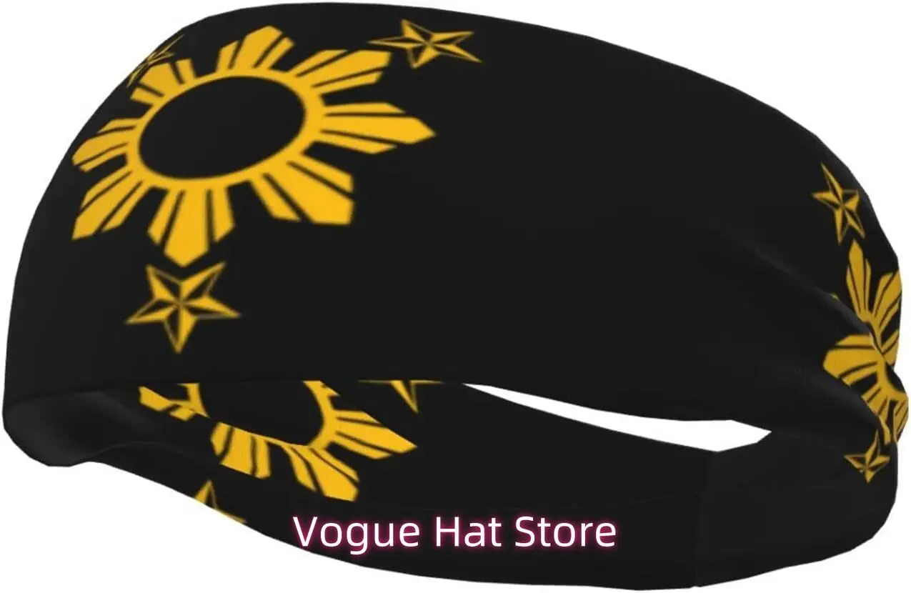 

3 Stars and Sun Filipino Philippines Flag Headbands Sports Non-Slip Tennis Workout Sweat Bands for Women Men