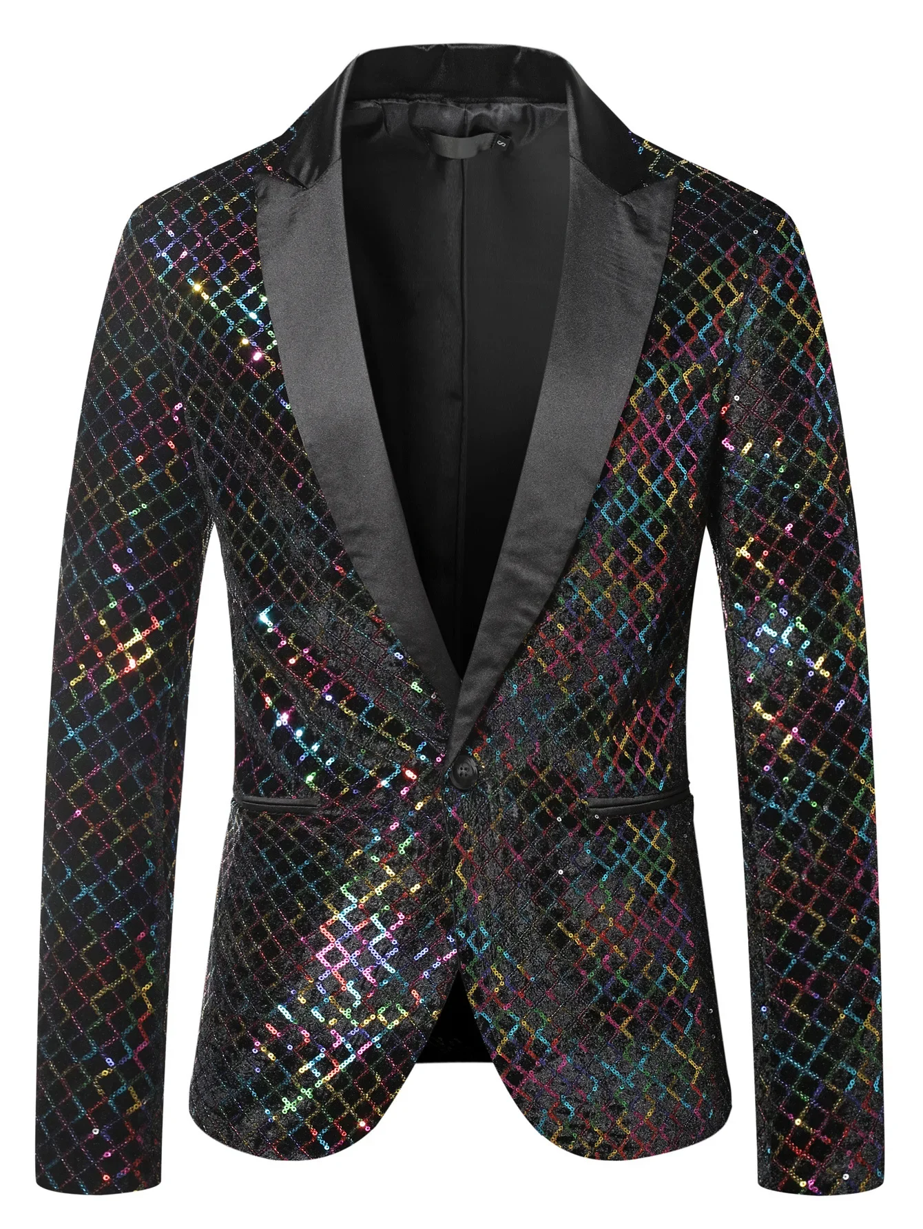 

HOO 2024 Men's Autumn Wear New Fashion Tailored blazer Sequined Plaid Casual blazer European Size