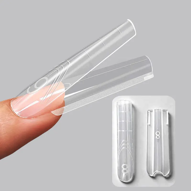 แบบฟอร์มทำเล็บสองชั้น 280-140 ชิ้น ขนาด 14 สำหรับต่อเล็บ แบบฟอร์มคู่ ทรงโลงศพ ทรงอัลมอนด์ สำหรับทำเล็บ แบบฟอร์มบนและล่าง