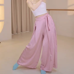 Women Ballet Exercise Pants Breathable Modern Dance Polyester Soft Wide Leg Pants Classical Performance Belly Dance Trousers