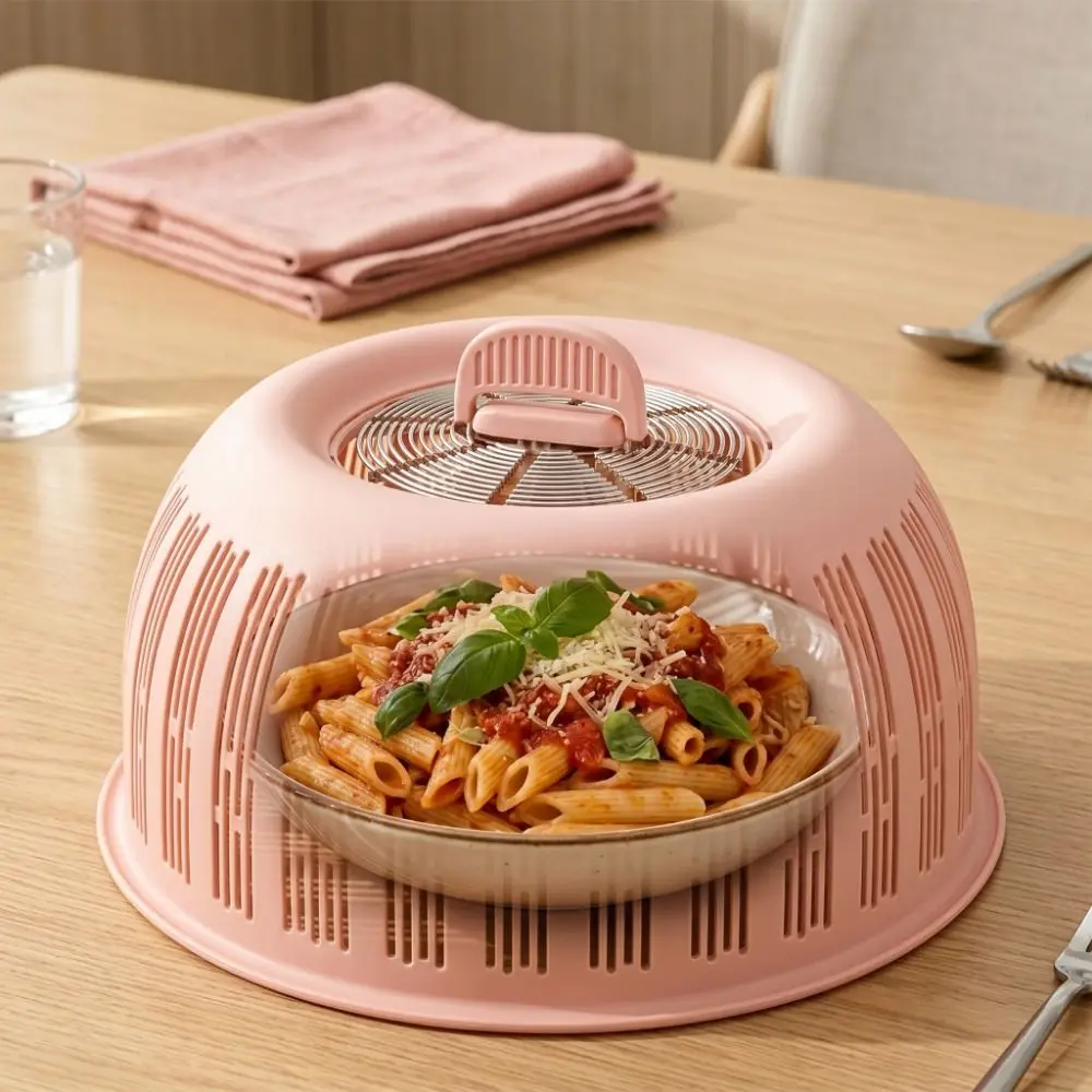 2-in-1 Anti Fly Mosquito Cover Plastic Insect Proof Draining Basket Breathable Food Protection Cover Dining Table
