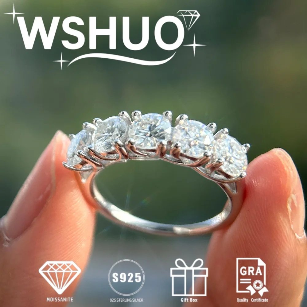 

2.5cttw All Moissanite Rings for Women 100% S925 Sterling Silver Sparkling 5 Gemstone Proposal Ring Fine Jewelry Gift Wrapping