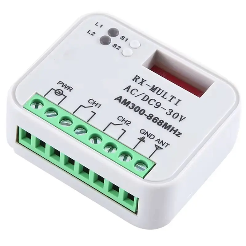 ABZZ-5X Universal Garage Door Remote Control RX Multi Frequency 300-868Mhz Opener Switch 9-30V Relay RX 2CH Relay Module