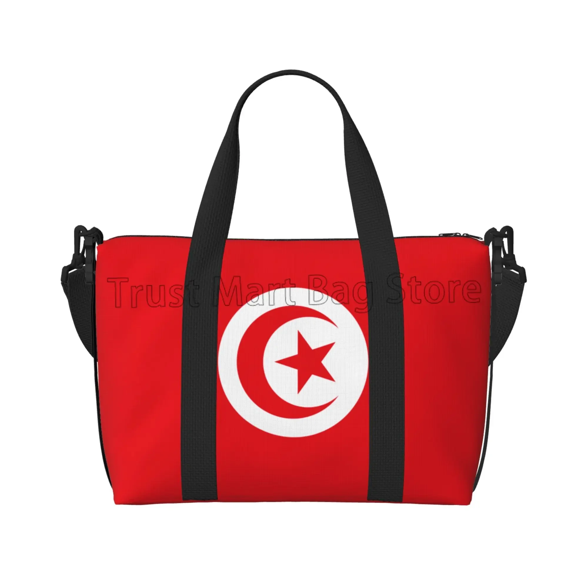 

Tunisia Flag Travel Duffle Bag Large Weekender Overnight Bags Unisex Waterproof Carry on Shoulder Tote Bag for Travel Sports Gym