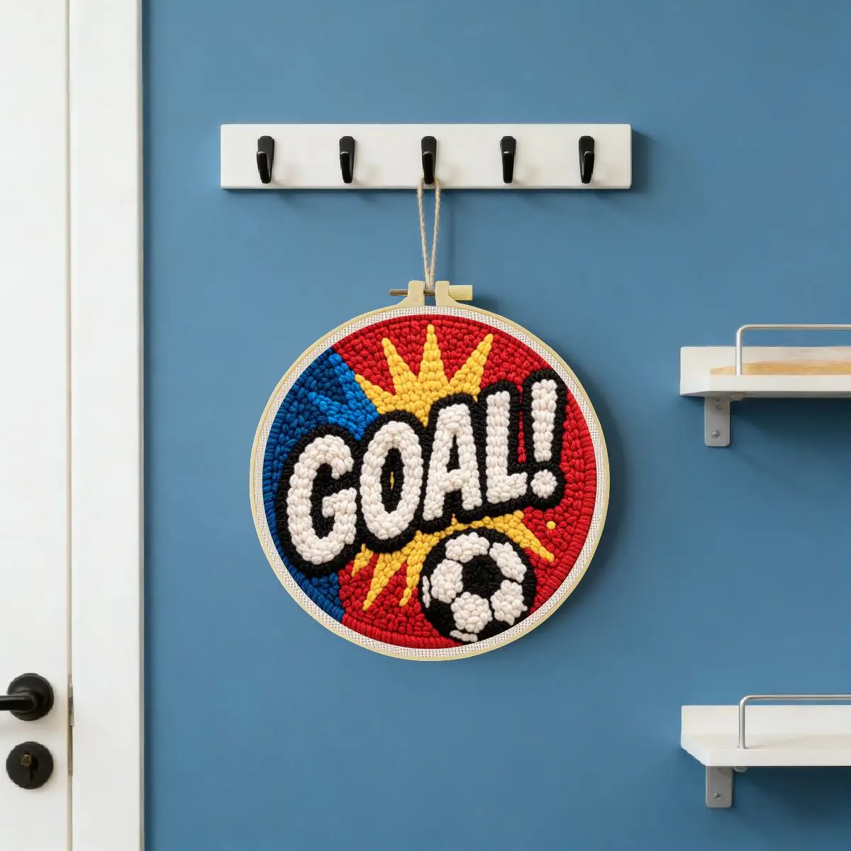 20X20CM/7,87 Zoll Fußballtor Punch-Nadel-Stickset, Stickerei-Kit, gestrickte Stickerei, DIY handgemachtes Geschenk, Nähkunst – Detail 2
