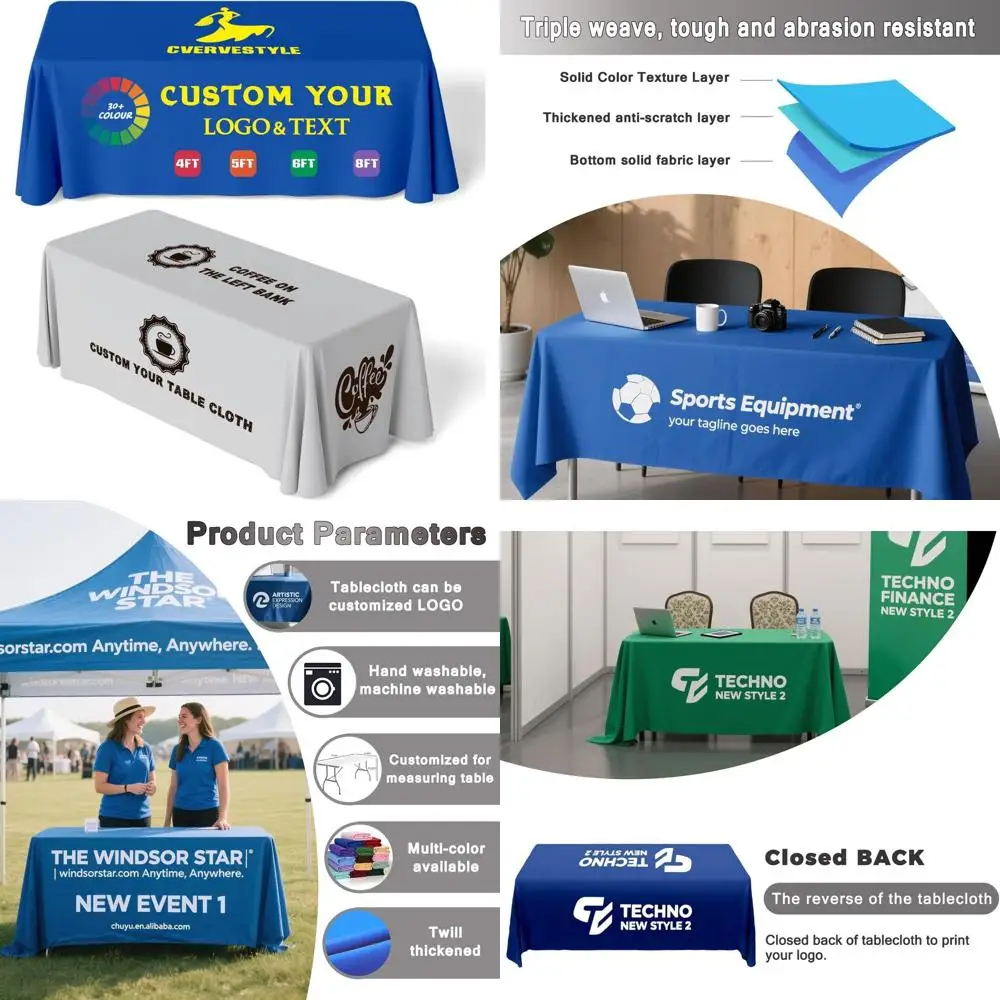 

Personalized Logo Tablecloths in 4FT, 5FT, 6FT, 8FT Sizes for Various Events & Organizations