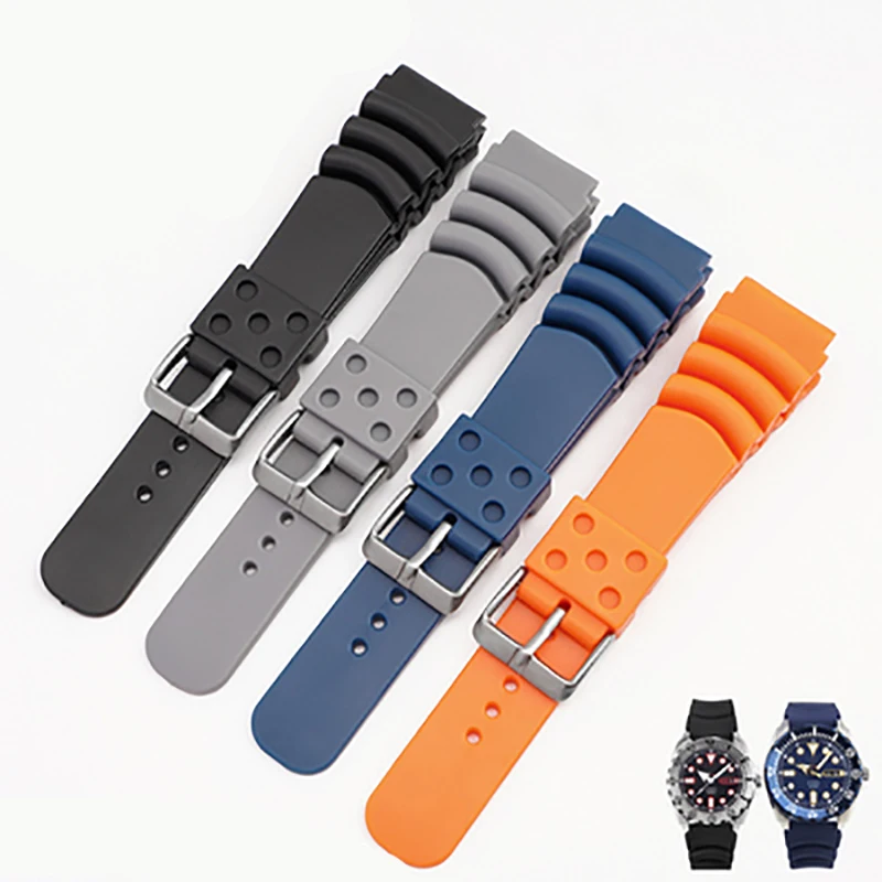 20 22mm Diving 007 Silicone Watchband for Seiko SKX007/SRPA21J1 SBBN013 SRP601J1 No. 5 Water Ghost Canned Sport Wristbands Strap