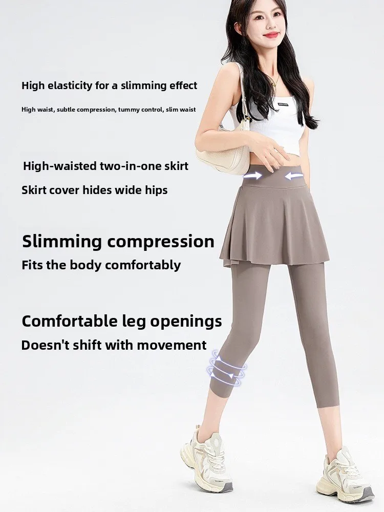 

High Waist Yoga Fitn Seven-Foot Pants Women's Outerwear Slimming Tummy Control Butt Lifting Anti-Light Running Pants