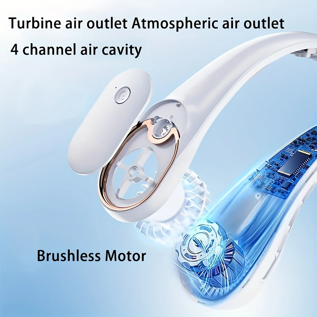 2024 5200 мА/ч перезаряжаемый портативный шейный вентилятор 360 ° охлаждение портативный мощный ветровой вентилятор с регулируемой скоростью бесшумный беслопастной шейный вентилятор