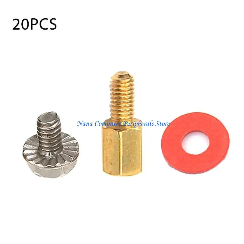 F68C High Grade Carbon Steel for Case 6.5mm Motherboard Riser+20Pcs Screws + 20Pcs Washers Gasket Brass Stand